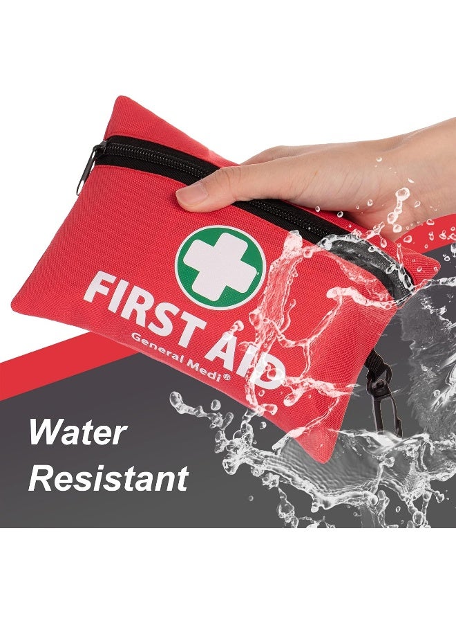 General Medi 110 Pieces Small First Aid Kit - Includes Emergency Foil Blanket, Scissors for Travel, Home, Office, Vehicle, Camping, Workplace & Outdoor (Red) - Image 4